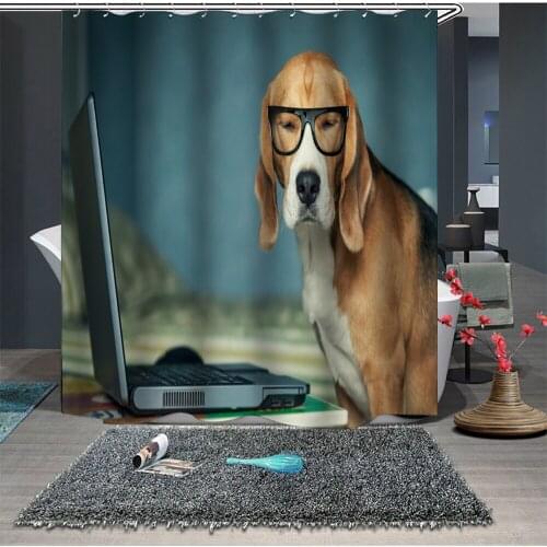 Custom Made Shower Curtain Bathroom Curtain Partition 1.5 x 1.8m 1.8 x 1.8m 1.8 x 2m Dog Puppy