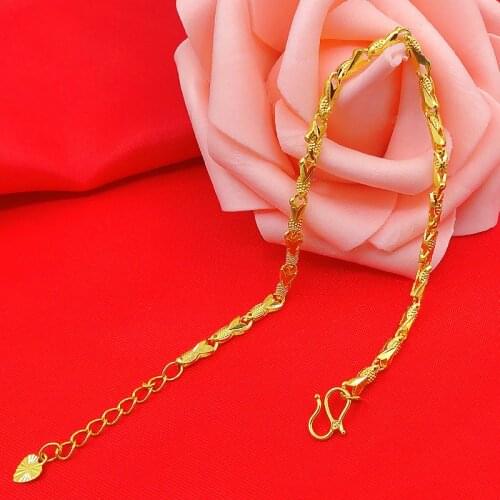 Fashion Bracelet & Bangles for Women Yellow Gold Plated Not Fade Forever Lucky Fish Link Chain Bracelets Bridal Wedding Jewelry