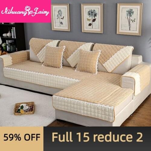 Winter simple modern sofa cushion cushion fabric pastoral non-slip thick plush sofa cover sofa towel cover cushion