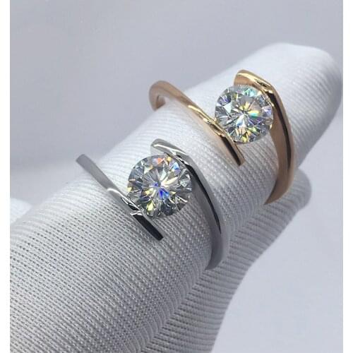 100% 18K 750Au Gold Moissanite Diamond Ring Wedding ring D color VVS With national certificate MO-H100106