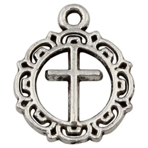 200Pcs / Lots Open Flower Circle Cross Zinc Alloy Charm Pendants 16x19.8mm Jewelry DIY Fit Bracelets Necklace Earrings A-242