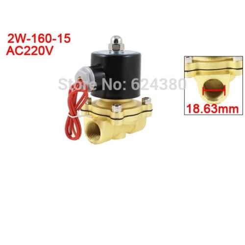 2W-160-15 1/2'' PT Join Pipe Bore 2 Position Two Way Pneumatic Air Electric Solenoid Water Valve NC Normal Closed DC 24V AC 220V