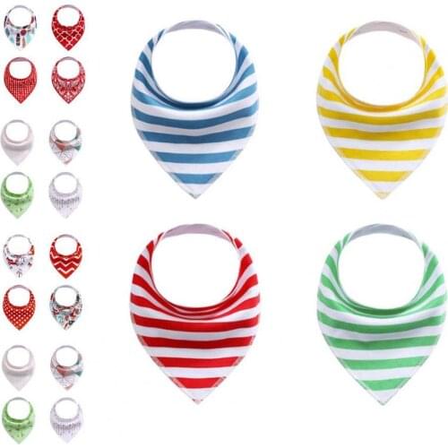 4Pcs/Set Reusable Soft Cartoon Cotton Baby Triangle Scarf Feeding Bibs Apron Maternal and Child Supplies Baby Care Accessories