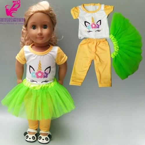 40cm Reborn Baby Doll Clothes Pants Shirt Green Summer Skirt 18inch Girl Dolls Clothes Trousers Set Children Present