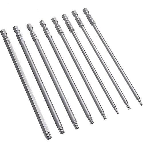 8Pcs 150mm Torx Screwdriver Bits Steel Magnetic Screwdriver Bits Set Electric Screwdriver Tool T8/T10/T15/T20/T25/T27/T30/T40