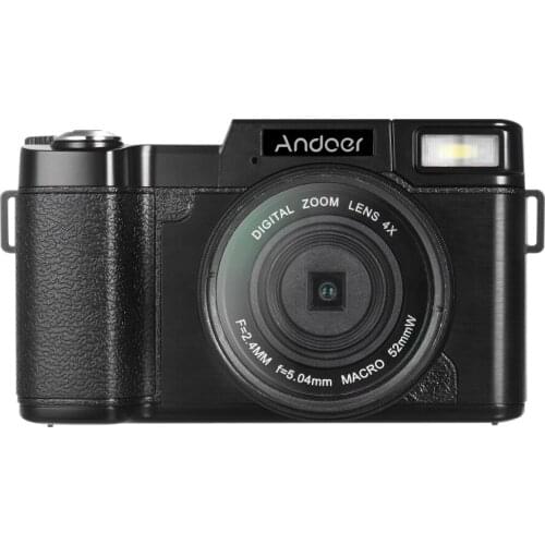 Andoer 1080P 15fps Full HD 24MP Digital Camera Cam Camcorder Anti-shake 4X Digital Zoom Retractable Flashlight UV Filter