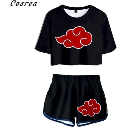 Anime Naruto Shirt T Shirt Uzumaki Akatsuki Cosplay Costume Haruno Sakura Sport Suit Tees Shorts Disfraz Womens Clothes T-shirt