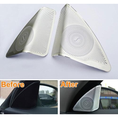 Car Styling Inner Upper Door Stereo Tweeter Loundspeaker Trim Cover Sequined Decoration Sticker Fits For Benz C class 2015