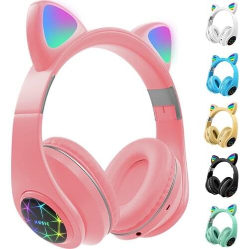 Cat Ears Earphones Wireless Headphones Music Stereo Blue-tooth Headphone With Mic Children Daughter fone Gamer Headset Kid Gifts