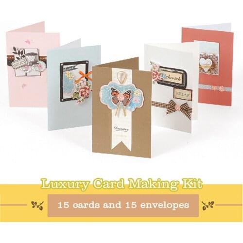 Eno Greeting Eno Greeting Making Card Kit For Beginners 15 Cards with Embellishment Kit Creative Card Kit