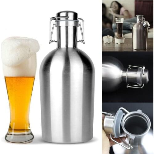 64oz 1.9L Stainless Steel Beer Growler Swing Top Hip Flask Ultimate Beer Bottle
