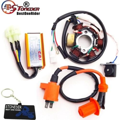STONEDER Racing Ignition Coil Magneto Stator 6 Pins Wires AC CDI Box For Chinese ATV Go Kart GY6 50cc Engine Moped Scooter