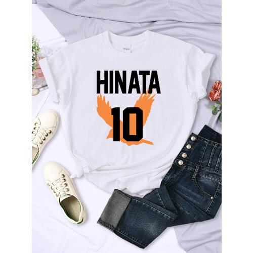 Haikyuu Hinata Shoyo Number 10 Print Womens t Shirts Summer Loose Tops Anime Style o-Neck t-Shirts Plus Size Womens t Shirt