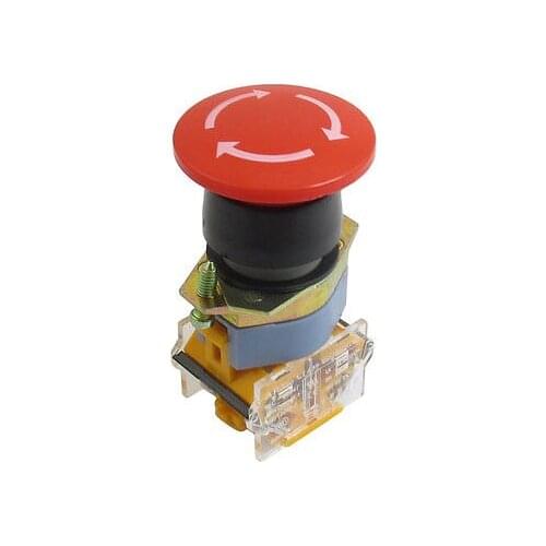 7/8" Thread Red Mushroom Emergency Stop Locking PushButton Switch AC 660V 10A