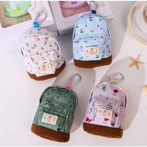 New Women Kids Canvas Coin Purse Floral Zipper Pouch Small Wallet Children Female Key Card Holder Mini Money Bag Gift
