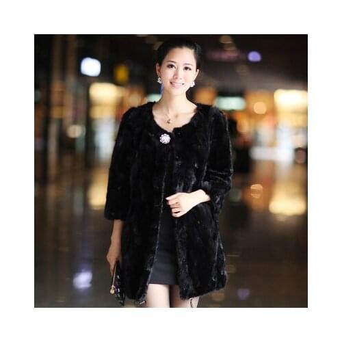 Free shipping New genuine real natural Mink Fur coat Women long super-luxury Mink Fur jacket Winter thick Big Size 5XL