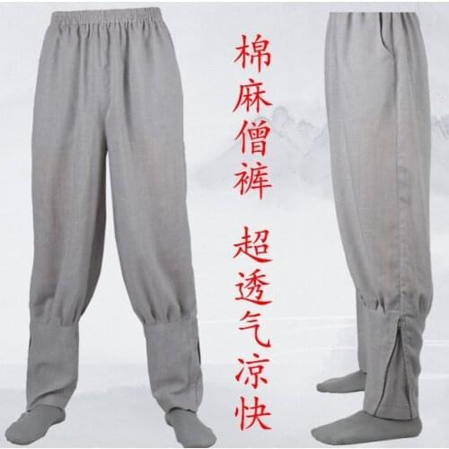 Summer cotton&linen shaolin monks kung fu pants zen trousers lay meditation nun kung fu pants