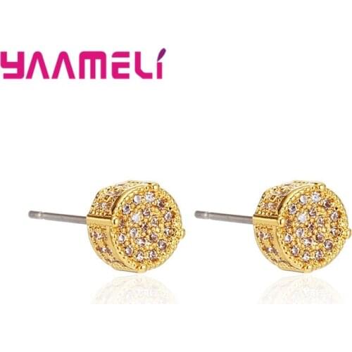 Fashion Luxury 925 Sterling Silver 7mm Small Cubic Zircon Stud Earrings for Men Women Christmas Gift Korean Jewelry