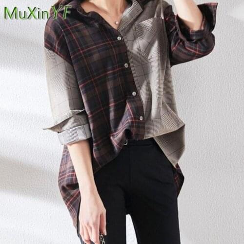 MuXinYF Check Blouses