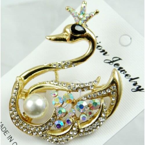 Hot Sale swan Brooches Men Women Suits Dress Hat Collar Brooch Pins Scarf Buckle Party Weddings Banquet Brooch Gifts W35