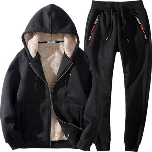 Mens Winter Sportswear Plus Size 99XL Casual Cashmere Thick Coat+pants Two Piece Set Tracksuit Men Clothes Set 26699442