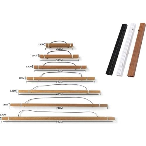 Natural Magnetic Wooden Frame Poster Hanger Photo Frame Poster and Prints Brown Wood Wall Hanging Wall Painting Home Room Decor