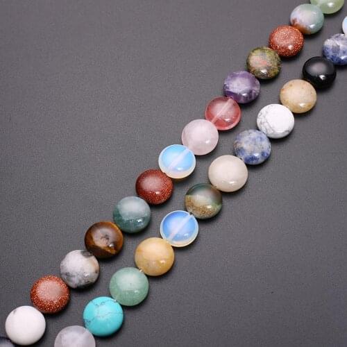 Natural Blood Stone Mahagony Obsidian Opal Round Flat Loose Beads Charms Pendants for Jewelry Making DIY Bracelet Earring Free