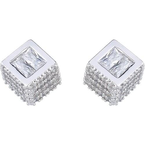 New Arrival Stud Earrings Small Love Cube Earrings Male And Female Models Fashion Silver Plated Jewelry Hypoallergenic Wholesale
