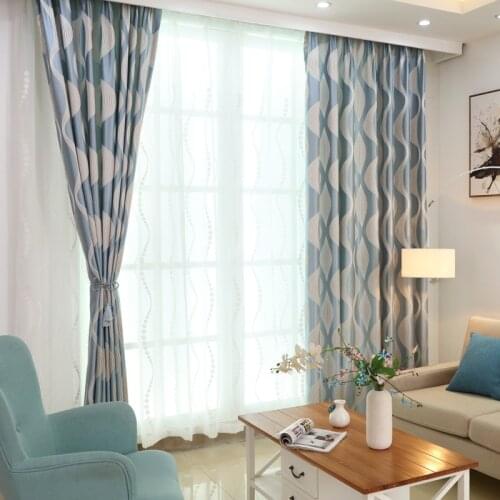 New Blue Wave Geometric Window Curtains for the Bedroom Curtains for Living Room Simple Modern Curtains Custom Made