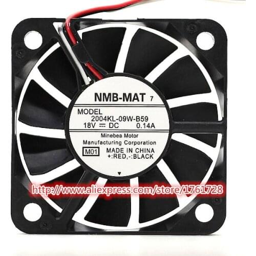 Original 50*50*10mm 5cm cooling fan 2004KL-09W-B59 18V 0.14A 3wires