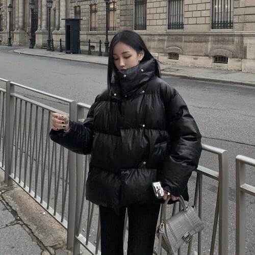 2021 New Women Down Thick Warm Coat Short Parkas Fashion Winter Black Jacket Female Student Elegant Loose Outwear Padded Ladies
