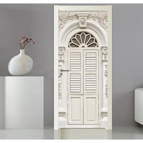 PVC Self-Adhesive Waterproof Door Sticker 3D Stereo White Door Frame Living Room Bedroom European Style Luxury Home Decor Murals