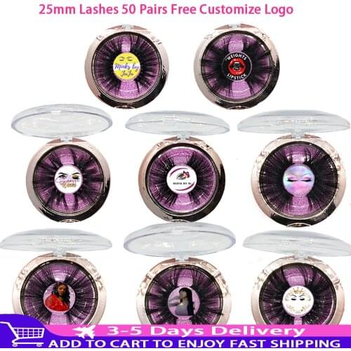 Free Custom Logo 50 Pairs 25mm Eyelashes 3D Mink Lashes Handmade Dramatic Lashes cruelty free Wholesale Free DHL Shipping