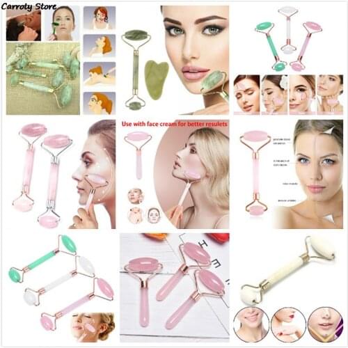 Facial Massage Roller Guasha Board Double Heads Jade Stone Face Lift Body Skin Relaxation Slimming Beauty Neck Thin Lift