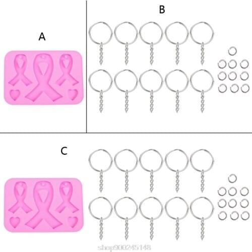 Handmade AIDS Cancer Awareness Bow Keychains Resin Mold Silicone Red Ribbon Bow Resin Mold Jewelry Making Tools D07 20 Dropship