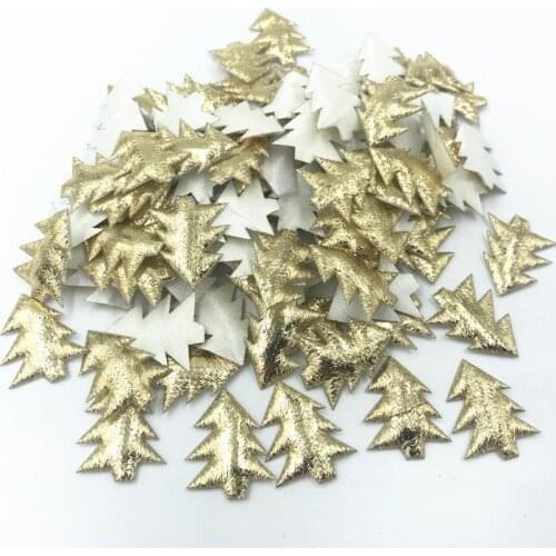 DIY 100pcs Thick Gold Cloth Christmas tree Applique DIY Clothing Sewing Accessories 22mm