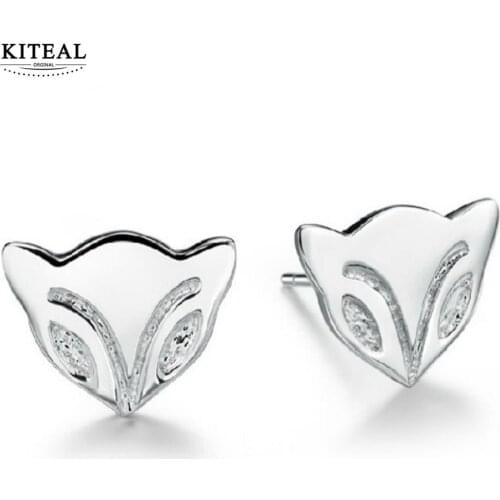 KITEAL 2018 New Fashion Plated Silver Tiny Fox Stud Earrings for Girls Kid Lady Women Jewelry Accessories High Quality