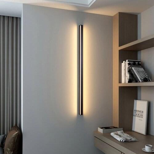 Modern Minimalist Long Wall Lamp Nordic Creative Aluminum LED Wall Light Bedroom Bedside Living Room Home Decor Lighting Fixture