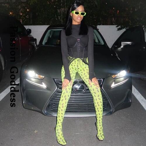 Streetwear Fashion Women Leggings Printed Push Up Hips Fluorescent Leggings Elastic Skinny High Waist Seamless Leggings Autumn