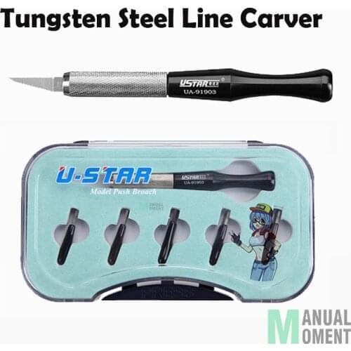 USTAR UA-91903 Tungsten Steel Line Carver Model Push Broach Carved Sword DIY Hobby Cutting Tools Accessory