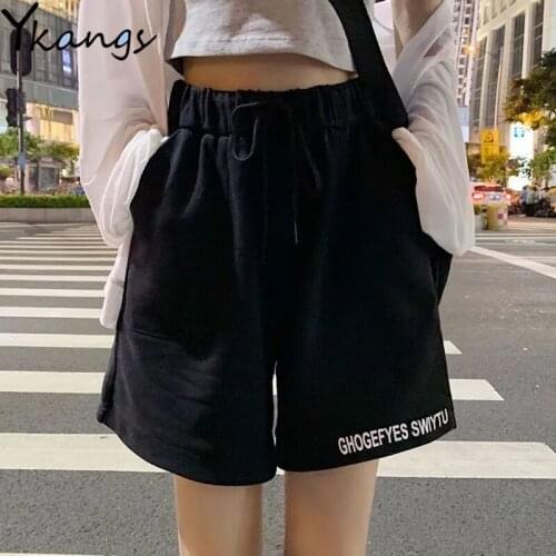 Drawstring High Waist Cycling Biker Sports Shorts Female Basic Pocket Harajuku Fitness Korean Fashion Shorts Woman Summer 2021