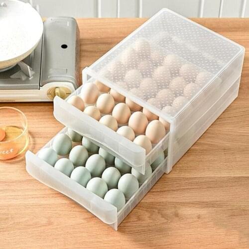 60 Grid Egg Storage Box Kitchen Accessories Home Food Organizer Refrigerator Fresh-keeping Box Drawer Storage Box Egg Tray