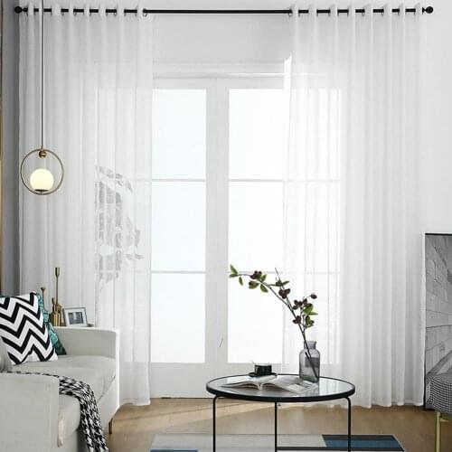 White Tulle Curtains for Living Room Decoration Modern Chiffon Solid Sheer Voile Kitchen Curtain