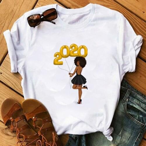 New Women T-shirt Cool Melanin Black Girl Print Top Female T Shirts 90s Harajuku Summer Hip Hop O-neck Ladies Tops Short Clothes