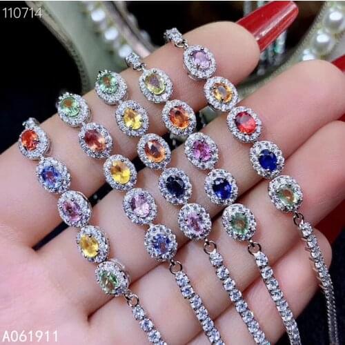 KJJEAXCMY fine jewelry natural Colored sapphire 925 sterling silver new women hand bracelet support test luxury