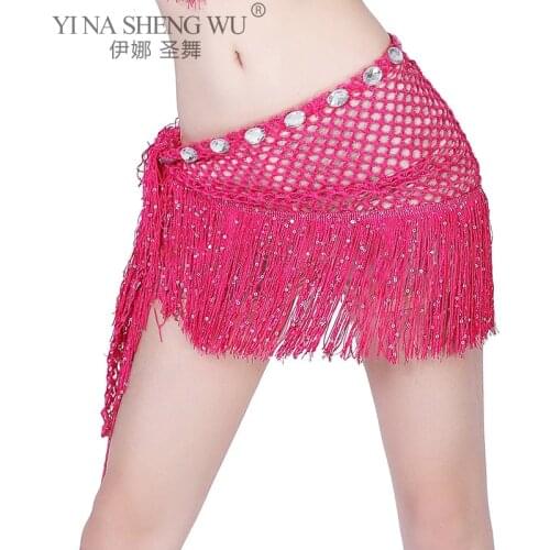 New Style Belly Dance Costumes Sequins Tassel Performance Belly Dance Hip Scarf for Women India Belly Dancing Hollow Out Belts