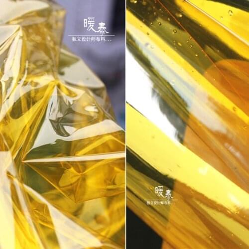 0.2mm TPU Fabric PVC Yellow Liquid Plastic Film DIY See-through Windbreaker Raincoat Crystal Bags Decor Designer Fabric