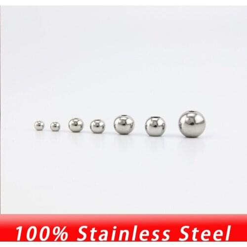 100pcs Stainless Steel 4/6/8/10mm Large Hole slide Beads for Jewelry Making Ball Silver Color tone DIY Necklace Jewelry Findings