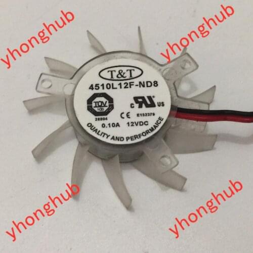 T&T 4510L12F ND8 DC 12V 0.10A 2-Wire Server Cooling Fan