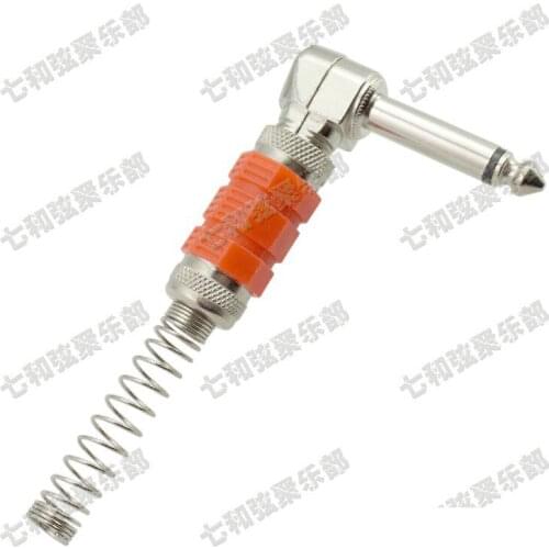 2 Pcs 6.35mm 1/4 Mono Microphone Guitar Bass Cable Plug Connector Plug /W Spring Right Angle 90